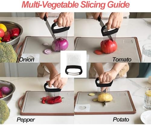Large Onion Holder for Slicing, Food Slicing Guide with Safe Storage Cover