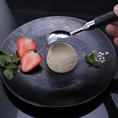 304 Stainless Steel Ice Cream Scoop with Wooden Handle, Heavy Duty Metal Ice Cream Scooper for Hard Ice Cream, Dishwasher Safe, Comfortable Grip for Home Kitchen and Restaurant