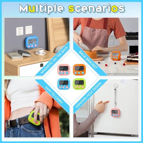 Mwellewm 24Pc Digital Timers for Classroom Kids, Kitchen Timers for Cooking