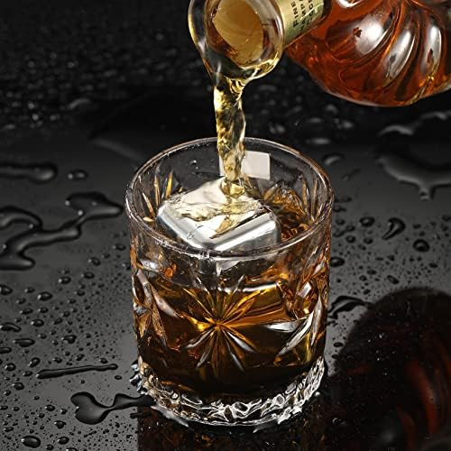 2 Large Whiskey Stones 64 cm³ (4 cu in) - Man Gift Set - Reusable Stainless Steel Metal Ice Sphere Cubes Beverage Chilling Rocks Whiskey Stones for Red Wine, Bar Beer, Scotch, Vodka Drinks