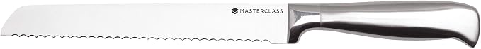 MasterClass Bread Knife, Deluxe Stainless Steel, Durable Serrated Bread Knife 20cm (8"), Hanging Display Pack