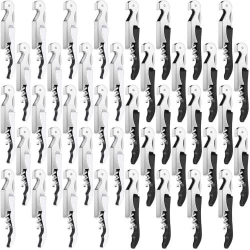 Honoson 40 Pcs Wine Opener Bulk Corkscrew Bottle Wine Key, Black, White