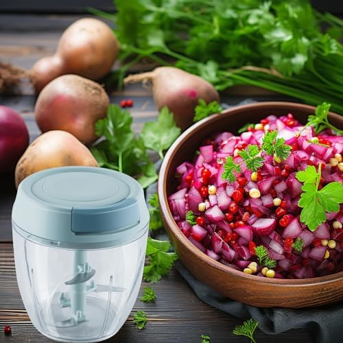 Small Manual Food Processor Protable Meat Salad Fruit Chopper Onion Cutter Garlic Mincer Kitchen Gadgets,900ml