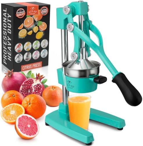 Zulay Kitchen Cast Iron Juicer - Heavy Duty Orange Juicer with Detachable Strainers for Easy Cleaning, Citrus Press for Citrus Fruits, Perfect for Bartenders, Juice Lovers & Health Enthusiasts