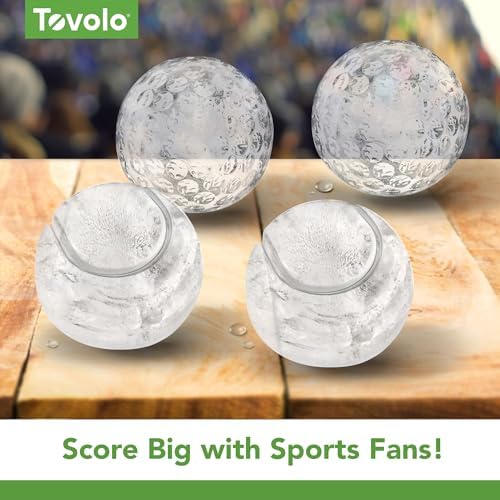Tovolo Sports Ice Mold Bundle Set of 4 Golf Ball and Tennis Ball Shapes Large Craft Ice Cubes for Whiskey Cocktails with Silicone Lids, Easy Fill Craft Ice Mold for Sports Fans