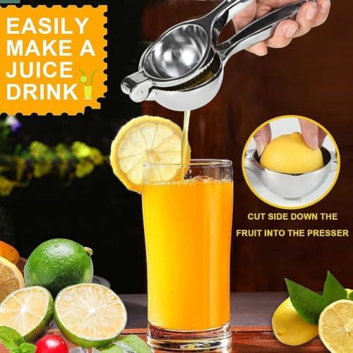 Lemon Squeezer Stainless Steel Large Manual Citrus Press Juicer | Heavy Duty, Solid Metal, Squeezer Bowl, Lime Squeezer