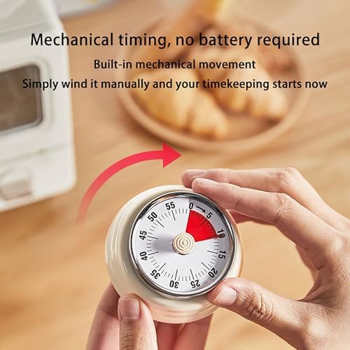 Elegant Stainless Steel Vintage Kitchen Timer with Magnetic Attachment - 60-Minute Countdown & Audible Alarm, Perfect for Cooking, Office Tasks, and Study Sessions (01-Purple)