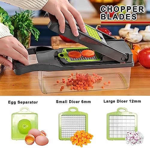 Multifunctional Veggie Chopper - 14 in 1 Food Chopper With 8 Blades, Slicer, Dicer, Cutter for Vegetables, Onions, and More - Hand Guard Included
