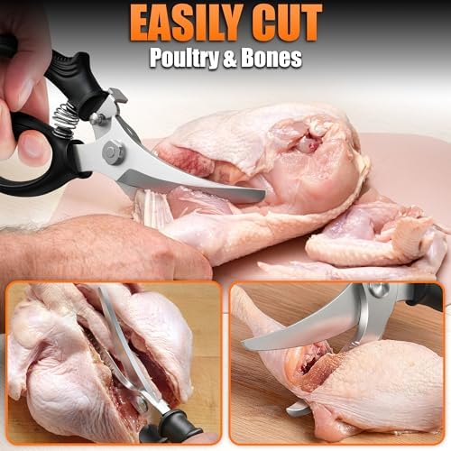 Poultry Shears Heavy Duty, Stainless Steel, 9.4 In, Safety Lock
