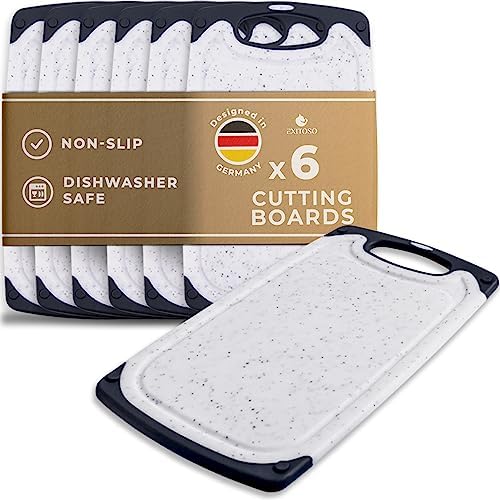 Exitoso Small Cutting Board Set of 6 - Cutting Boards for Kitchen Dishwasher Safe - Non Slip Plastic Cutting Board with Juice Groove - Small Plastic Cutting Boards For Kitchen Essentials