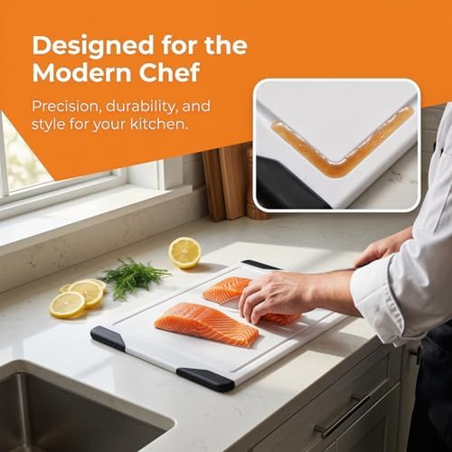 Plastic Cutting Boards for Kitchen, Cutting Board Dishwasher Safe Chopping Boards - Dishwasher, White/Black