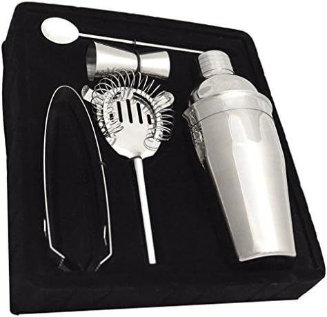 Gifts Infinity® 5 Piece Stainless Steel Bar Set - 18.5 oz Martini & Cocktail Shaker, Stirrer, Strainer, Double Jigger, and Ice Tongs. (5)