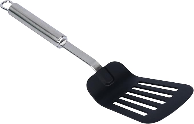 Restaurantware Nylon Slotted Turner - German Standard Large Kitchen Spatula with Stainless Steel Handle, Non-Stick Safe, Dishwasher Safe - Heat-Resistant Slotted Spatula for Eggs, Fish, All Purpose