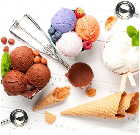Ice Cream Scoop, 3 Pcs Stainless Steel Cookie Scoop, Meatball Maker Cookie Dough Scoops for Baking Set, Ice Cream Scooper with Trigger Release, Baking Supplies for Melon Baller, Fruit, Mini Cupcake