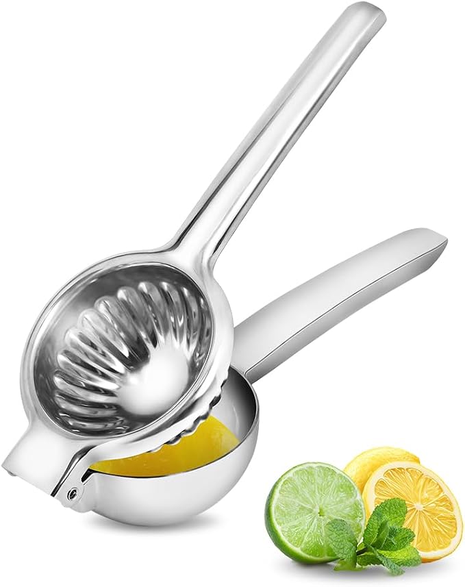 Brigii Lemon Squeezer, Uncoated Stainless Steel Manual Juicer for Lemon Lime - Heavy-Duty 304 Solid Metal, High Yield Press, Ergonomic Handle, Kitchen Tool