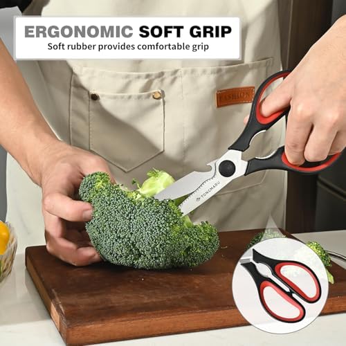 Kitchen Cooking Shears Heavy Duty Kitchen Scissor with, Detachable, All Purpose Scissors, Dishwasher Safe Scissors, Serrated Blades, Nutcracker and Bottle Opener function included (1 Pack)