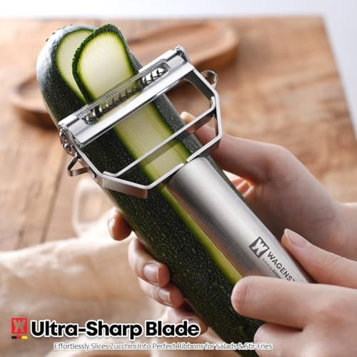 Wagensteiger Stainless Steel Potato Peeler with Extra-Wide Peeling Blade, Great for Large Vegetables (1611)