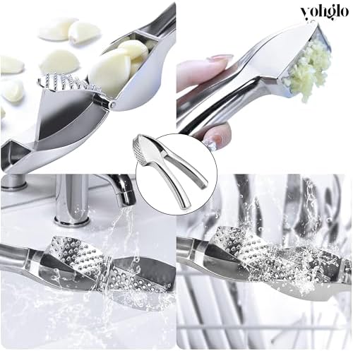 Garlic press includes cleaning brush and silicone peeler that is used for mincer/grater/smasher/crusher. Essential Kitchen Utensil for Effortless prep for home and kitchen must haves.