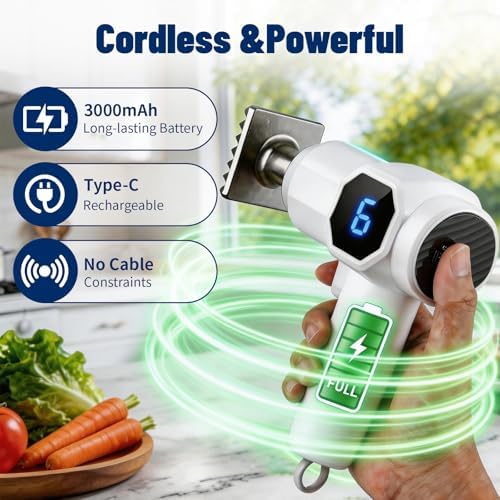 Electric Meat Tenderizer Tool, Meat Tenderizer Machine with 4 Speeds, Square Stainless Steel Head for Beef Steak Chicken Pork Kitchen Use (White)