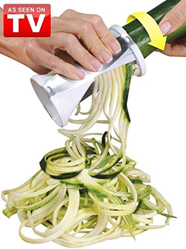 Veggetti Veggie Slicer, Dual Stainless Steel Blade Vegetable Cutter for Thick or Thin Noodle, Works with Zucchini, Squash, Cucumbers, Carrots, and more, 2.76"L x 2.76"W x 6.32"H, White