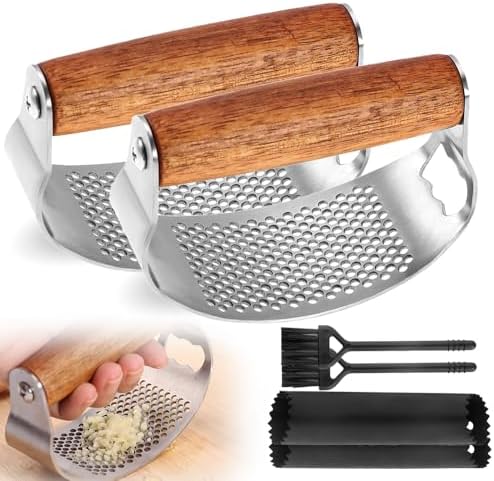 Stainless Steel Garlic Presser, 2025 Upgraded Rocker Professional Garlic Press, Ergonomic Garlic Crusher for Home Kitchen Use, Heavy Duty Mincer Tool Garlic Chopper Garlic Presser Mincer (2)