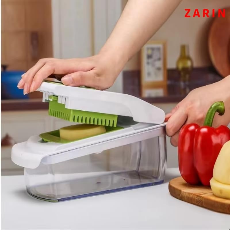 ZARIN 18-in-1 Vegetable Chopper with Container, Onion Chopper Dicer, Mandoline Slicer, Vegetable Cutter, Food Chopper, Cheese Grater & Veggie Dicer, Kitchen Gadget for Meal Prep, Fruits & Vegetables
