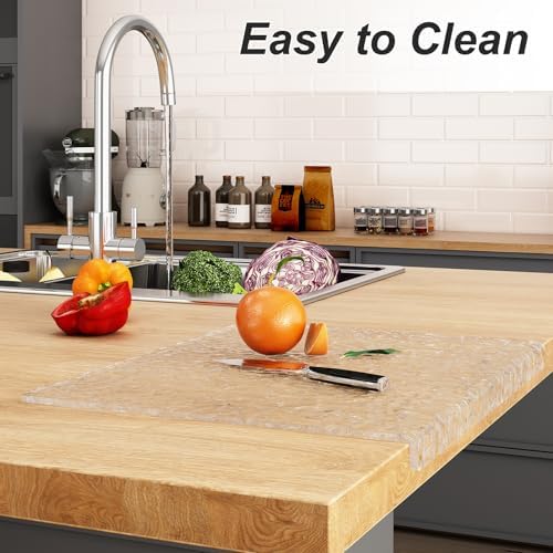 JJL Acrylic Cutting Board with Counter Lip, Anti-Slip, 20 x 16 Inches, Texture, Perfect for Cutting Bread, Meat, and Vegetables, Ideal Choice for Kitchen Countertop Décor