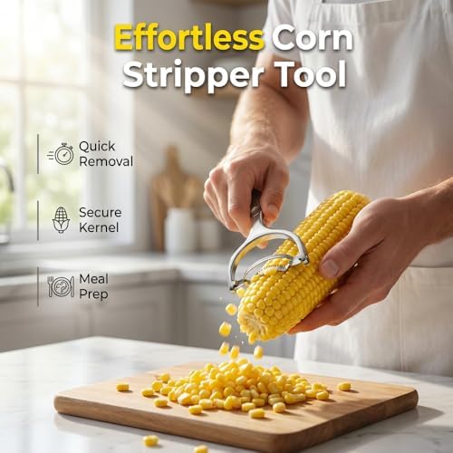 Corn Peeler off the Cob,Stainless Steel Corn on the Cob Stripper Tool,Corn Peeler for Corn on the Cob, Corn Kernel Remover for Sweet Corn Cutter, Corn Remover Kitchen Tools (3)