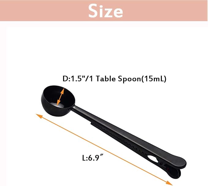 10 Pakcs scoop and clip 2 in 1 Stainless Steel 1 tbsp Ground Measuring Spoon with Bag Clip for Coffee Tea