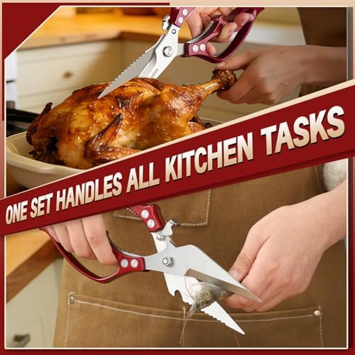 HUUSK Kitchen Scissors for Food, Multifunction Poultry Shears Heavy Duty