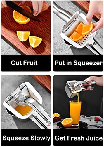 Real Stainless Steel Lemon Squeezer Citrus Juicer Hand Press Heavy Duty Manual Squeeze Juice Extractor Maker Orange Lime Grapefruit Presser