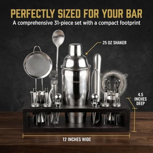 Mixology Bartender kit | 31 Piece Professional Bartender Set by Mixthology - bar Tools, Accessories, and bar Sets for The Home by Bartenders. Gift The Perfect Cocktail Shaker