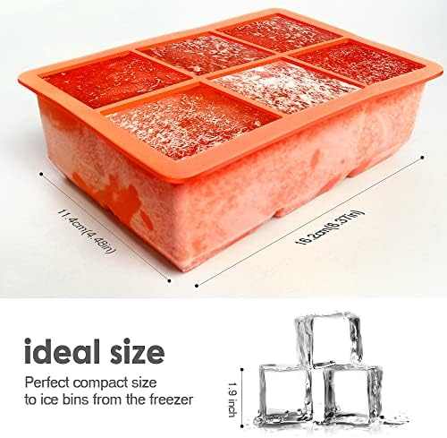 Excnorm Silicone Ice Cube Trays, 3‑Pack Large Square Molds with Lid
