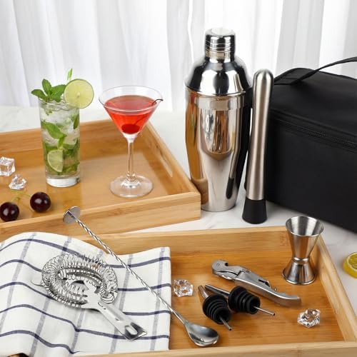 9 Pcs Travel Bartending Kit 25oz Cocktail Shaker Set with Bag