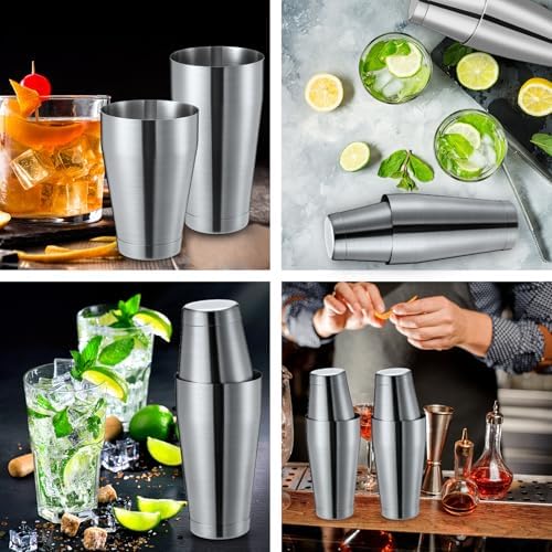 Sabary 6 Pcs Shakers Bartending Boston Cocktail Shaker, Sanding Silver