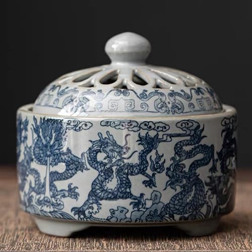 Ceramic Garlic Keeper Storage Jar: Blue and White Porcelain Garlic Keeper, Breathable Garlic Holder Storage Tank, Kitchen Garlic Saver Storage Chili Garlic Container