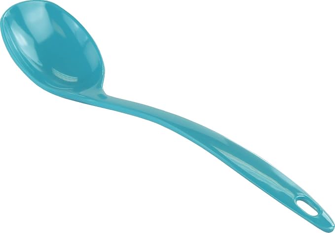 Reston Lloyd Cooking Spoon for Serving, Basting, Mixing, Heat Resistant, BPA Free Melamine 11 inch Utensil with Ergonomic Handle, Set of 6, Aqua-Blue