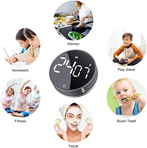 AVINIA Digital Kitchen Timers, Visual timers Large LED Display Magnetic Countdown Countup Timer for Classroom Cooking Fitness Baking Studying Teaching, Easy for Kids and Seniors Silver