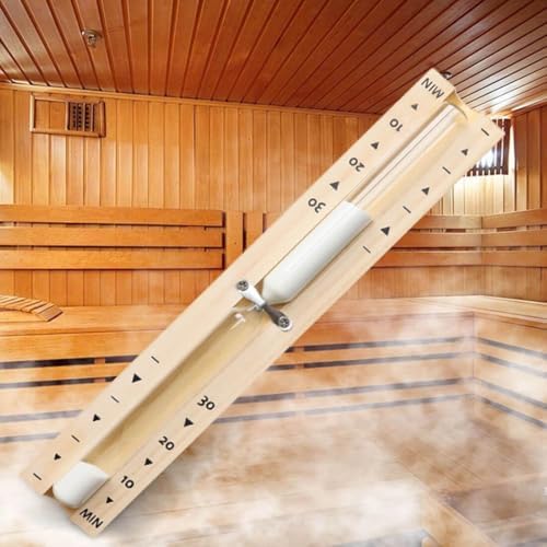 Sauna 30 Minute Sand Timer Hourglass, 30 Min Wooden Sauna Sand Watch, Rotating White Sand Clock, Reloj De Arena, Hear Resistant Wood Hour Glass Sandglass, SPA Room