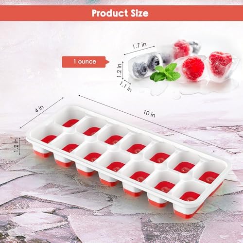 Ice Trays for Freezer, 56 pcs Easy-Release Silicone Ice Cube Trays for freezer with Spill-Resistant Removable Lid, BPA Free, 4 Pack Stackable & Durable Ice Cube Tray Mold for Freezer, Cocktail, Coffee