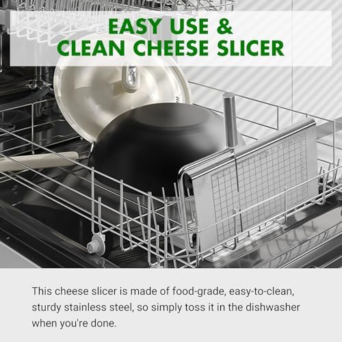 Stainless Steel Cheese Slicer - Multipurpose Cheese Cutter for Block Cheese, Butter, Fruits & Vegetables - Easy to Clean, Dishwasher Safe