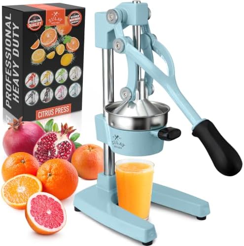 Zulay Kitchen Cast Iron Juicer - Heavy Duty Orange Juicer with Detachable Strainers for Easy Cleaning, Citrus Press for Citrus Fruits, Perfect for Bartenders, Juice Lovers & Health Enthusiasts