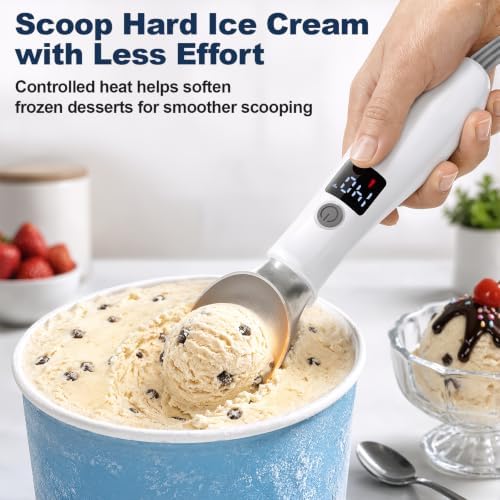 GVODE Heated Ice Cream Scoop, Rechargeable Electric Scooper, LED Display