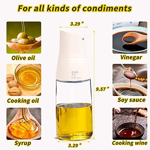 Zuutii Olive Oil Dispenser Set - Glass Bottle for Kitchen, Drip-Free, White+Lemon Yellow
