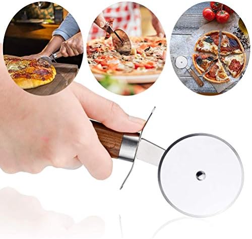 Stainless Steel Pizza Slicer, 20cm Classic Pizza Wheel Kitchen Gadget Pizza Cutters with Anti-Slip Wooden Handle