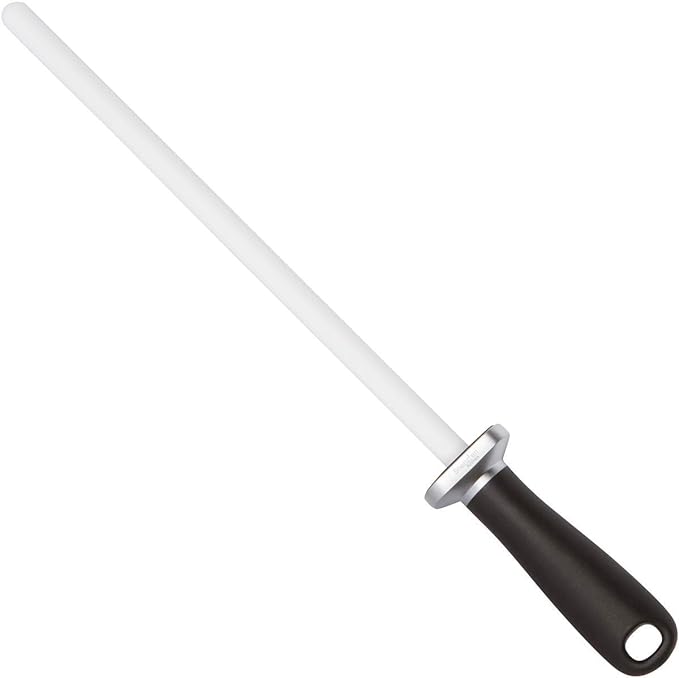 Shenzhen Knives Ceramic Honing Rod 12 Inch – Ceramic Knife Sharpener for Chef, Carving, Paring & Hunting Knives – HRC 68 Alumina, 1000 Grit – Rectangular Safety Guard