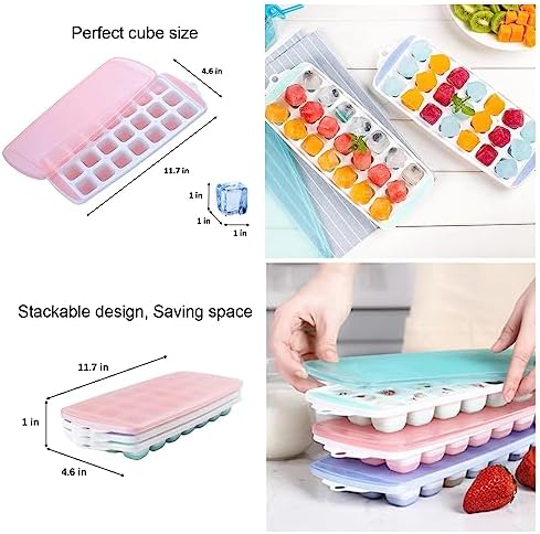 Small Ice Cube Trays with Lid,Mini Ice Cube Trays for Freezer 3 Pack