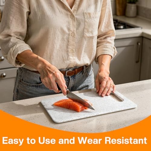 10 Pcs Small Plastic Cutting Boards for Kitchen, Mini Cutting Boards for Kitchen Set, Dishwasher Safe Granite Color White Square Prep Board for Fruits Vegetables Meat (6" x 10")