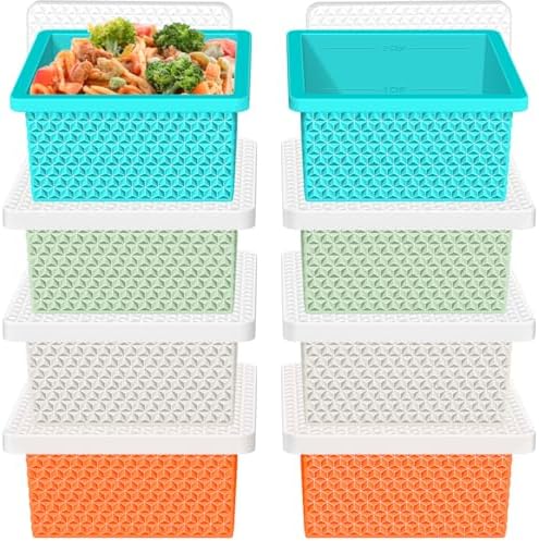 Silicone Freezer Molds for Soup Cubes - 2-Cup Freezer Storage Container Tray with Lid, 8 Pack Stackable Ice Cube Trays for Portion Control,Food Storage & Meal Prep,Oven & Dishwasher Safe