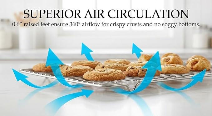 2-Pack Stainless Steel Cooling Racks for Baking and Roasting, Fits Quarter Sheet Pan, Oven Safe & Dishwasher Safe, Heavy Duty Baking Rack for Cookies, Meat, Cakes